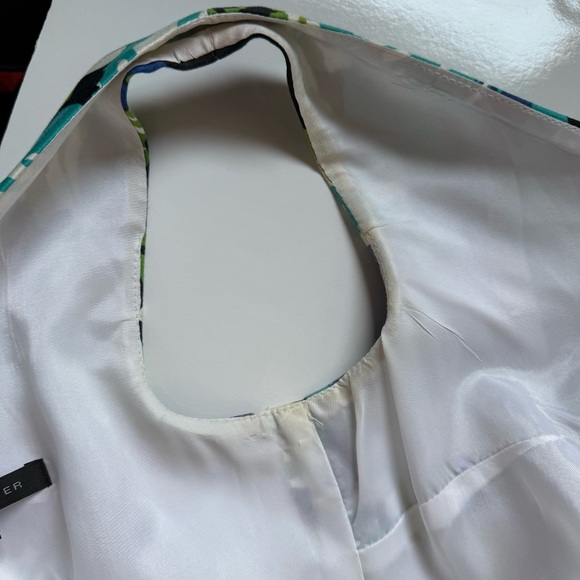 DAVID MEISTER Belted Fit & Flare Blue Green Floral Cocktail Party Dress Size 2 - Picture 11 of 16